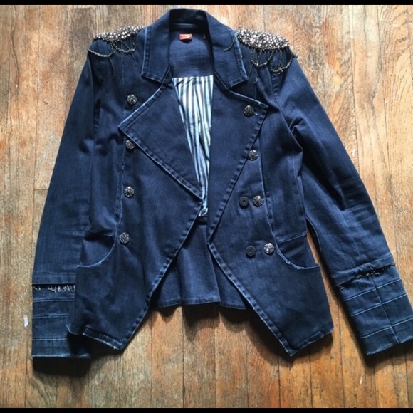 denim military blazer